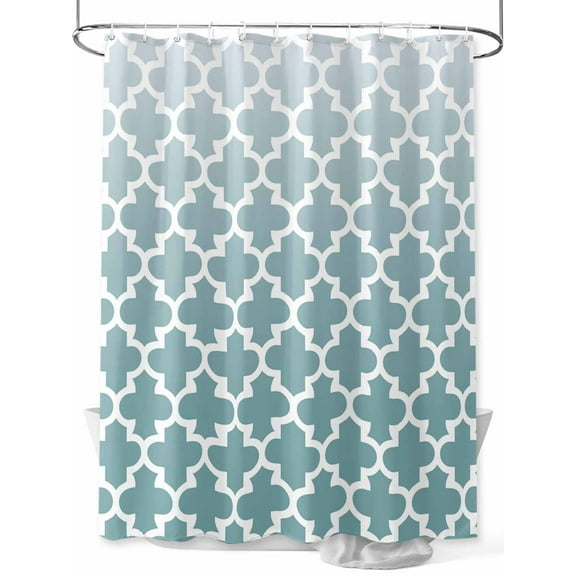 Shower Curtain Teal Moroccan Bathroom Curtains with Hooks, Waterproof Fabric Geometric Pattern Bath Shower Curtains Set for Bathroom Bathtubs Decor 36x72 Inch