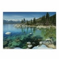 thumbnail image 1 of Lake Tahoe Cutting Board, Scenic American Places Mountains Snow Rocks in the California Summer, Decorative Tempered Glass Cutting and Serving Board, Small Size, Multicolor, by Ambesonne, 1 of 1