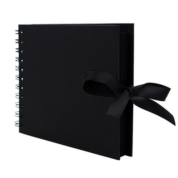SOAC A5 21.5x15cm Black DIY Scrapbook Photo Album with Ribbon Bowknot