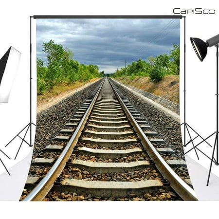 Image of ABPHOTO Polyester railway 5x7ft Indoor Studio Photography Background Backdrop