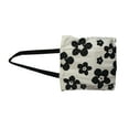 thumbnail image 2 of Students Canvas Bag Large Capacity Beautiful Printing Shoulder Strap Cloth Shopping Bag Black White Floral Free Size, 2 of 8