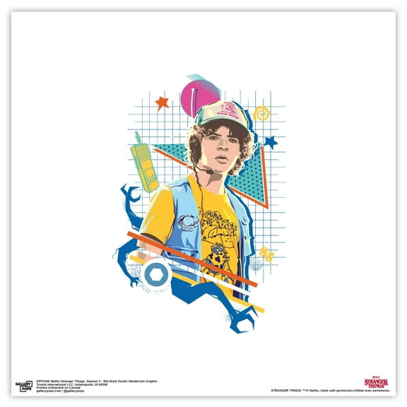 Gallery Pops Netflix Stranger Things: Season 3 - 80s-Style Dustin Henderson Graphic Wall Art, Unframed Version, 12" x 12"