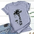 thumbnail image 4 of Elvqul Womens Gray Tops Pullover Blouses Crew Neck Short Sleeve Going Out Plus Size Giraffe Print Shirts for Juniors Spring Summer, 4 of 6
