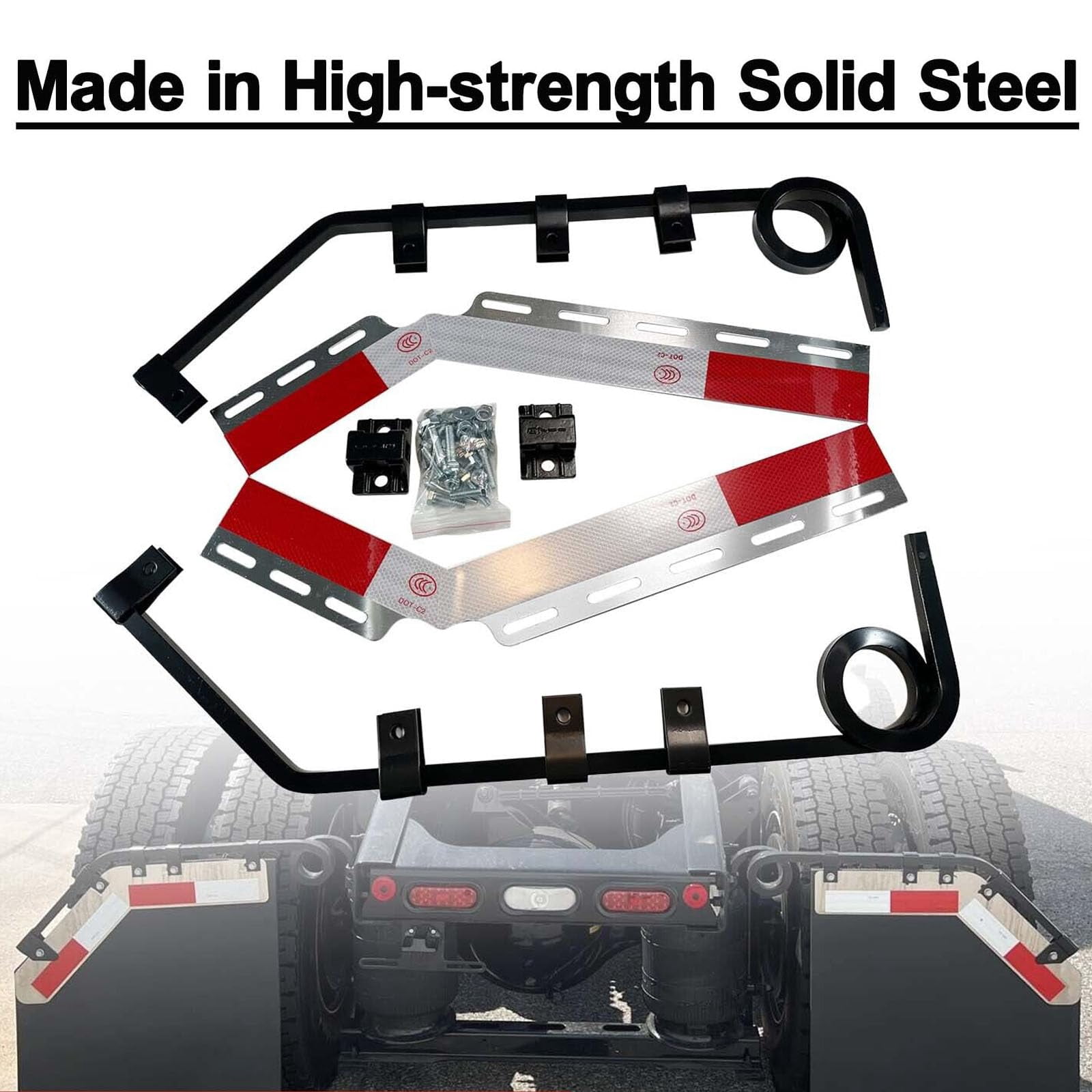 BST BSSP Semi Truck Angled Bar Type Mud Flap Hangers Complete Kit for Left& Right Side,30" Length Square Steel 1 Coil Damping Spring - Angled Mud Flap Hanger Universal Fit Semi Trucks Trucks, Trailers