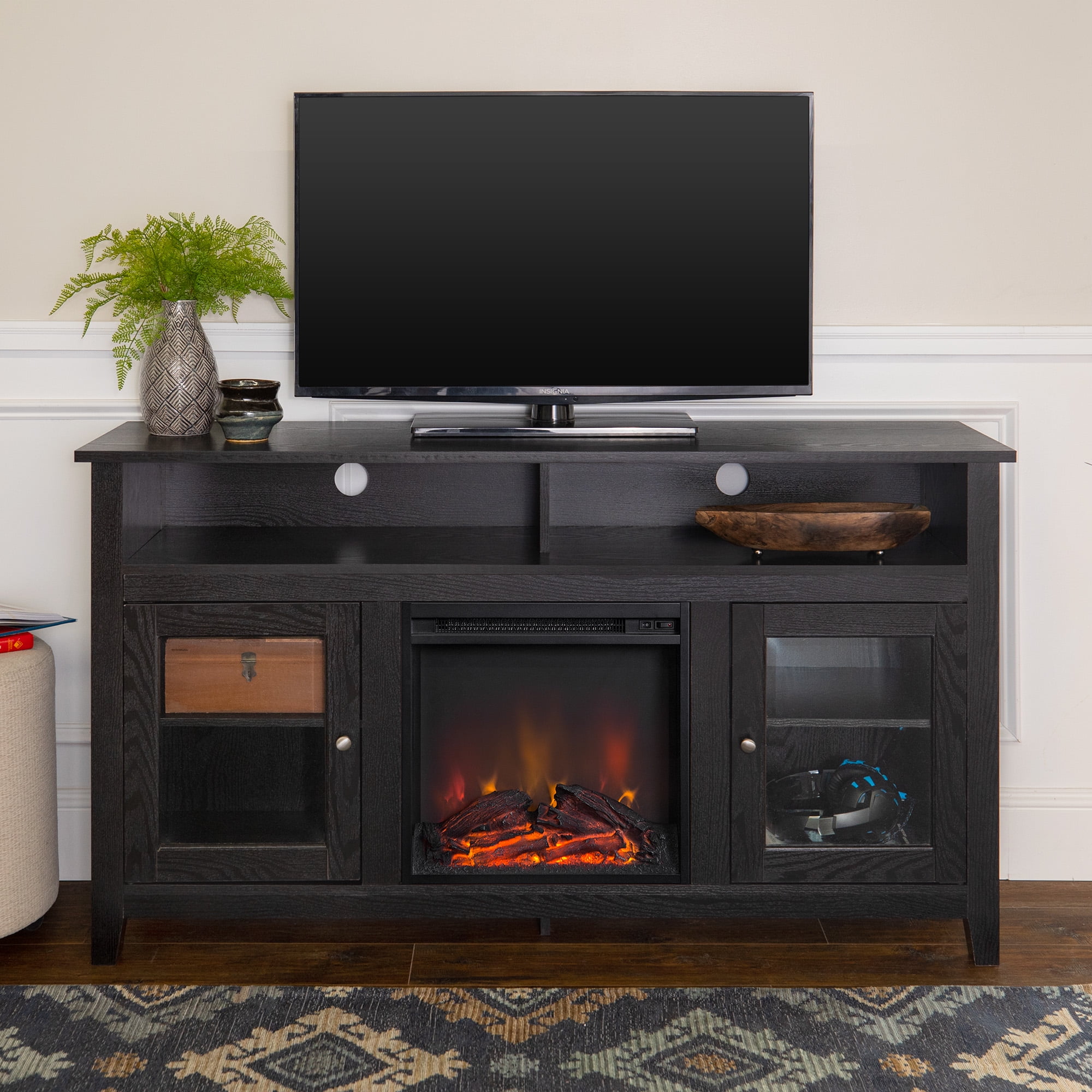 Buy Woven Paths Highboy 2 Door Electric Fireplace TV Stand for TVs up