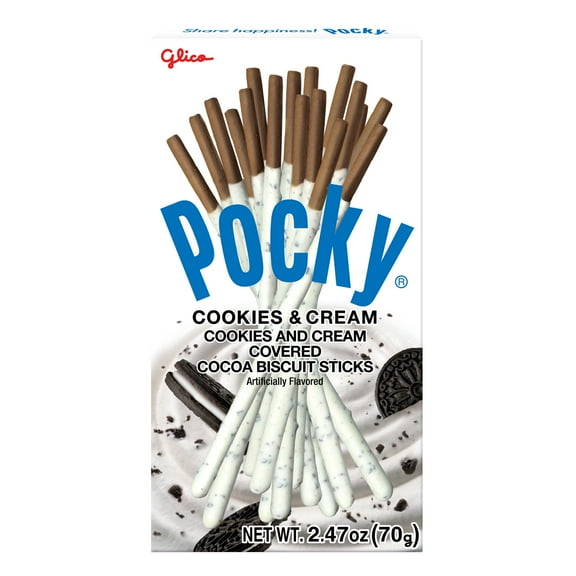 Glico Pocky Cookies and Cream Covered Baked Biscuit Sticks, 2.47 oz