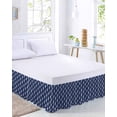thumbnail image 2 of Navy Blue Knot Bed Skirt Queen Size, Nautical Striped Monochrome Ocean Wrap Around Bed Skirting with Adjustable Elastic Strap, Dust Ruffle Pleated Bedskirts 16 Inch Drop for Bedroom Queen Beds, 2 of 9