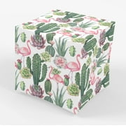 Stesha Party Cactus PresNok Wrapping Paper Flamingo Gift Wrap - Folded Flat 30 x 20 Inch (3 Sheets)