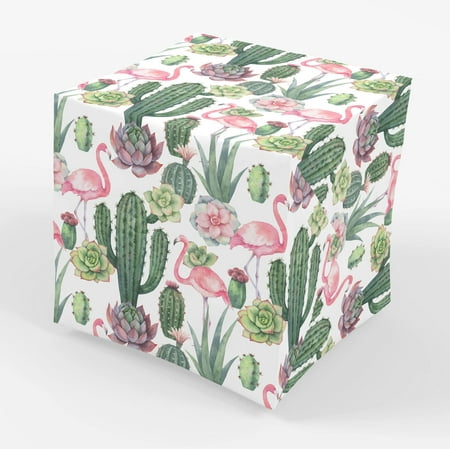 Stesha Party Cactus PresNok Wrapping Paper Flamingo Gift Wrap - Folded Flat 30 x 20 Inch (3 Sheets)