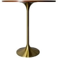thumbnail image 3 of LeisureMod 36" Round Bar Height Dining Table with MDF Top Pub Table and Gold Stainless Steel Pedestal Base for Modern Kitchen and Dining Room Verve Collection in Cognac Brown, 3 of 7