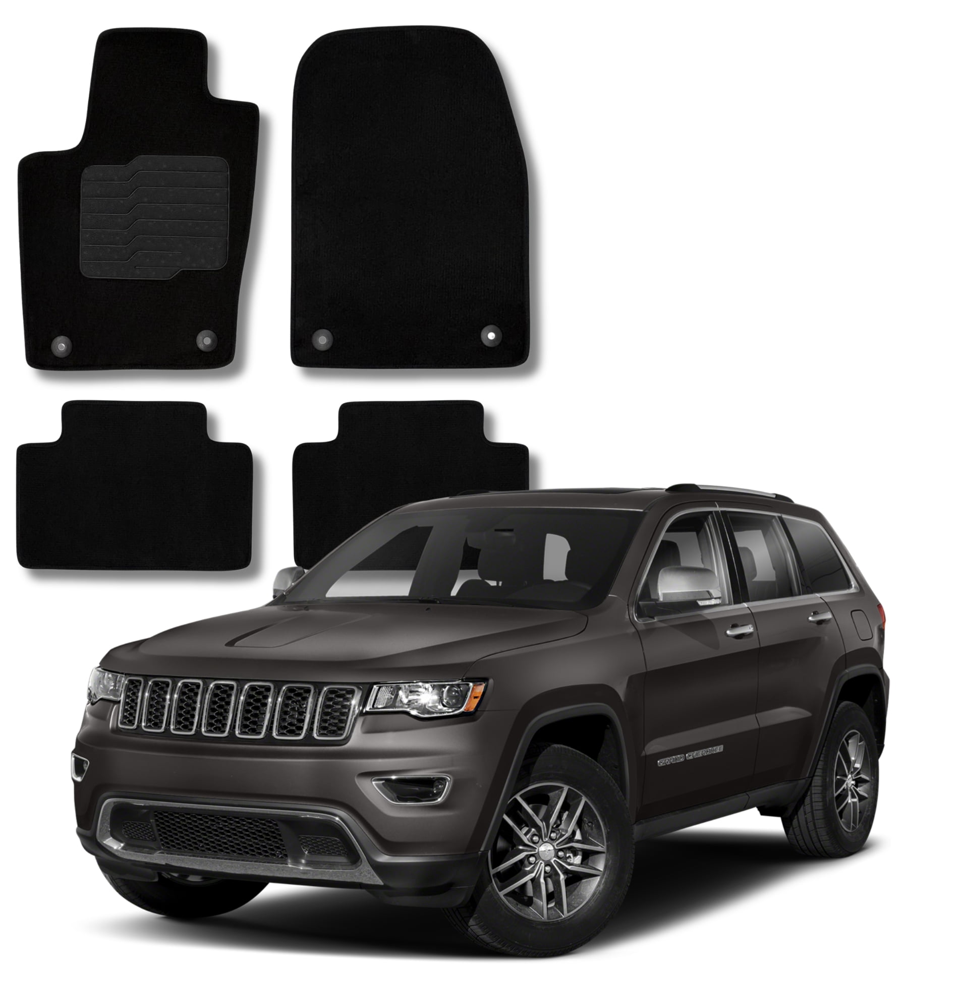 Carpet Floor Mats for 2016 to 2021 Jeep Grand Cherokee and 2016 to 2023 Dogde Durango, Front and Rear