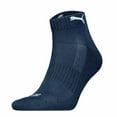 thumbnail image 3 of Puma Unisex 3-Pack Cushioned Quarter Socks, Logo, Solid Colour Blue 43-46 (9-11 Uk), 3 of 3