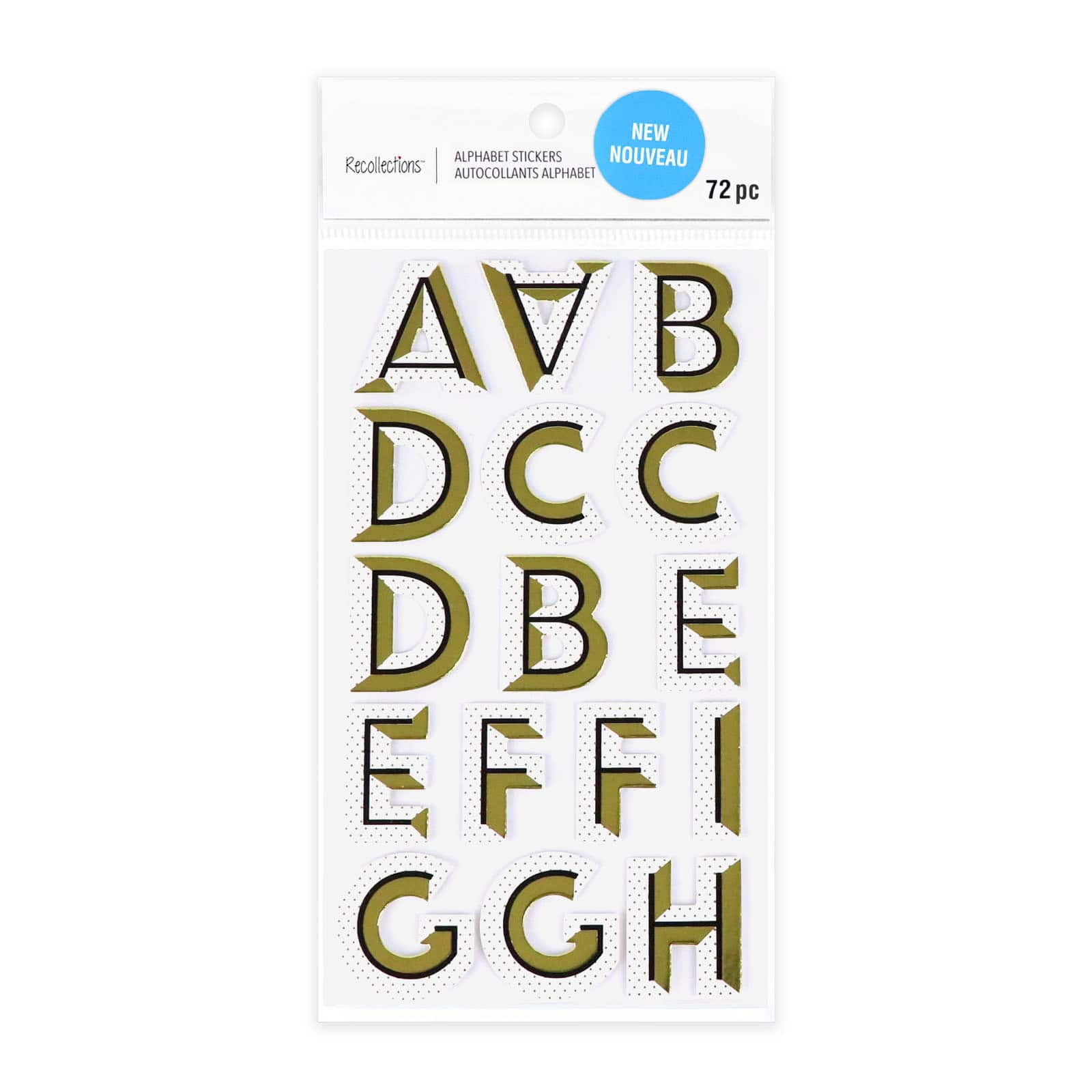 Recollections Gold Drop Shadow Alphabet Stickers, 12 Pack