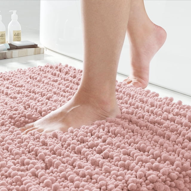 Alfombra de baño Yimobra Luxury Chenille 92 x 61 cm, color rosa claro