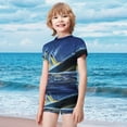 thumbnail image 2 of Boys Titanic Rash Guard Set 2 Piece Swimsuits Short Sleeve Bathing Suits with Trunks, 2 of 7