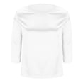 thumbnail image 5 of Womens Silk Satin Tops 3/4 Length Sleeve Shirts Round Neck Loose Casual Blouses Business Work Dressy Tshirts Outfits White 2XL, 5 of 6