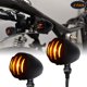 thumbnail image 1 of luces intermitentes universales ámbar para motocicleta, indicadores metálicos negros, 1 of 5