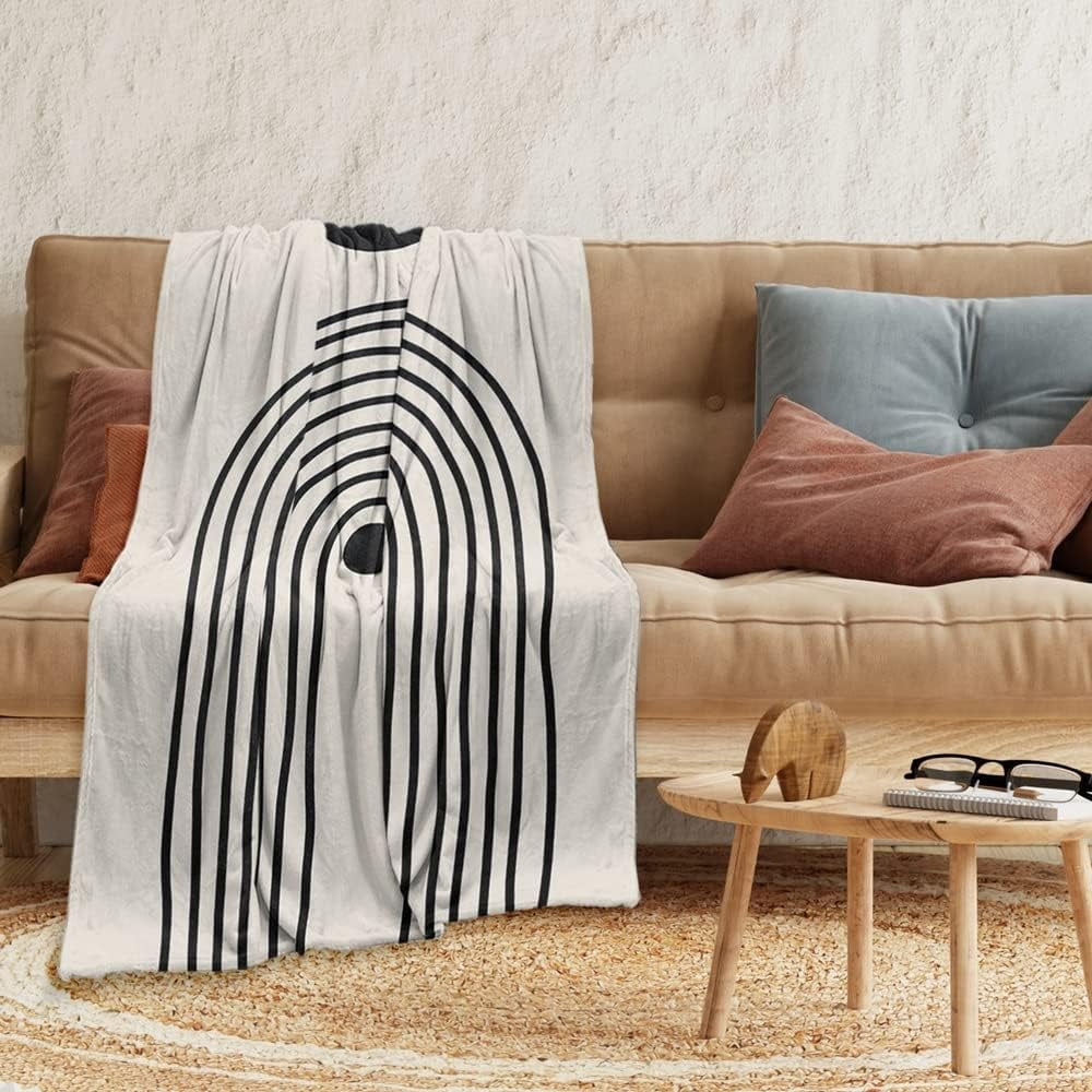 Boho Mid Century Blankets Orange Beige Throws Abstract Modern Aesthetic Bedding Minimalist Sun Leaf Soft Warm Bed Bedding Blankets for Couch Bedroom Sofa Office Cozy Flannel Blanket 30"X40"