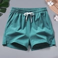 thumbnail image 3 of zeranth Men Summer Casual Shorts Mid-rise Elastic Waistband Pockets Beach Shorts Solid Color Wide Leg Loose Fit Fitness Shorts, 3 of 7