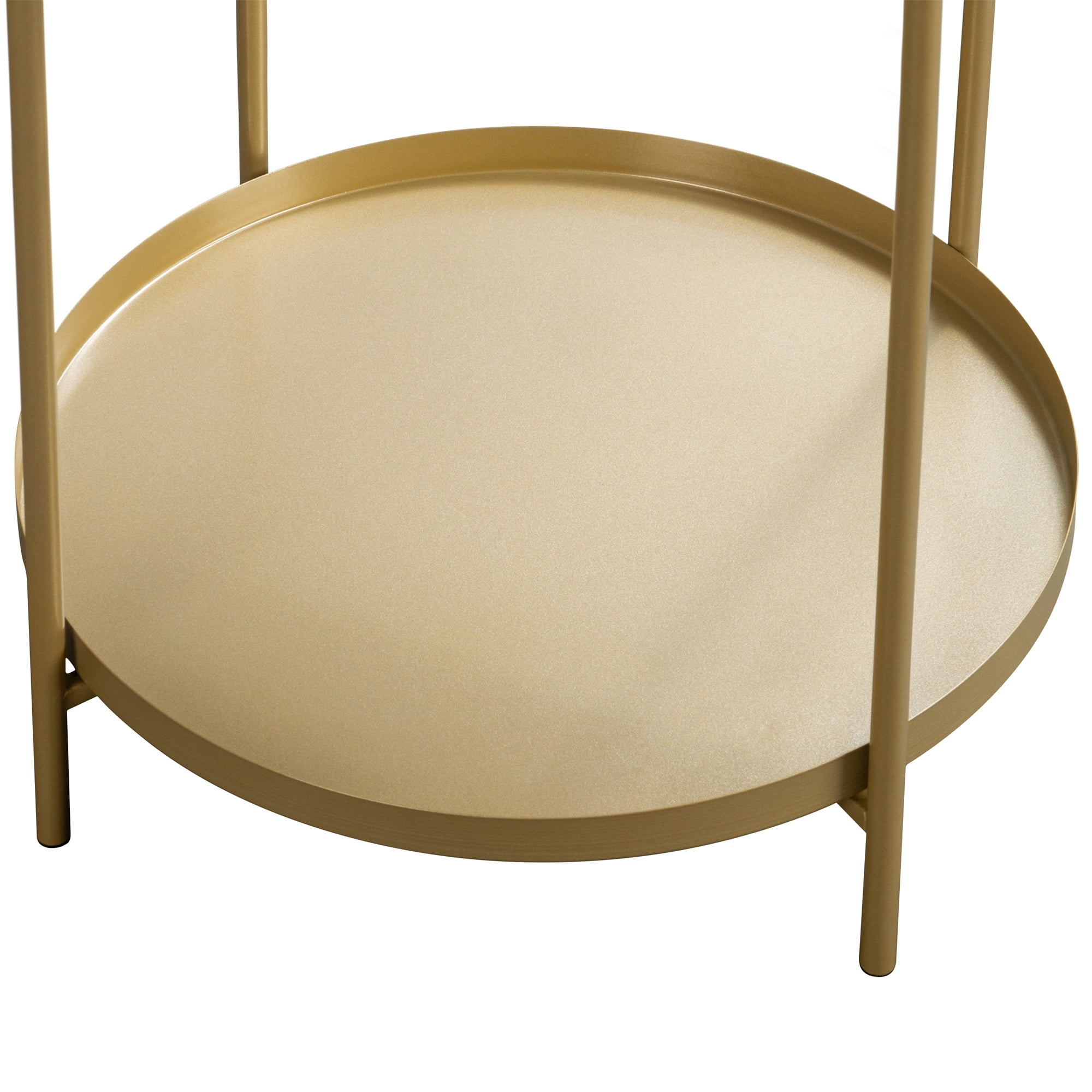 Private Jungle 17.5" Modern Round Side Table with Metal Frame, 2 Tier White End Table Nightstand for Living Room Bedroom Private Jungle 17.5" Modern Round Side Table with Metal Frame, 2 Tier White End Table Nightstand for Living Room Bedroom