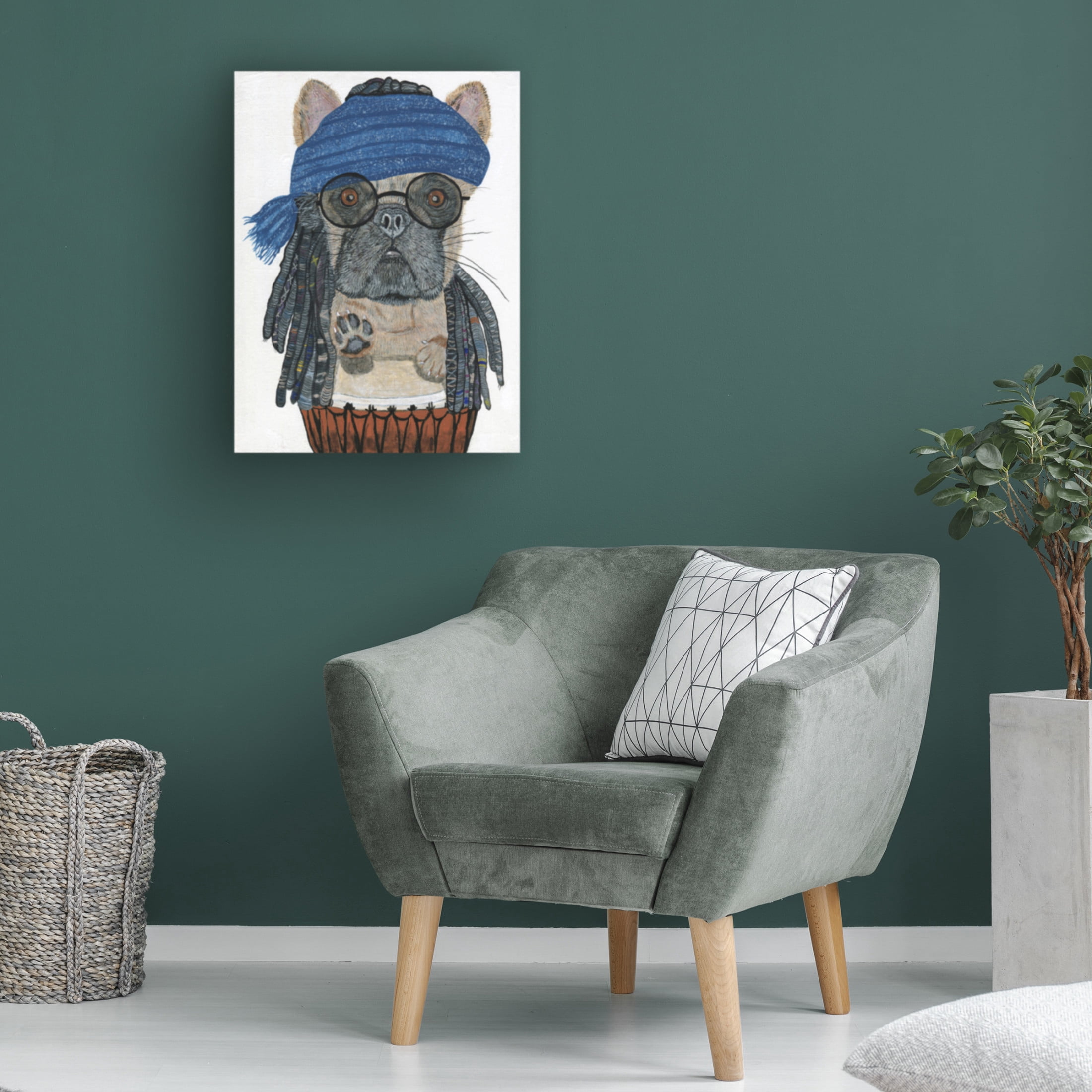 Canvas Wall Art - Melissa Symons 'Hippie Frenchie' Wall Art for Living Room, Bedroom, or Office Décor by Trademark Fine Art - 24 x 32 Inches