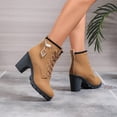 thumbnail image 4 of Rhinestones Platform Combat Boots for Women Fashion Glitter Leather Chunky Block High Heel Winter Fall Dressy Ankle Booties, 4 of 6