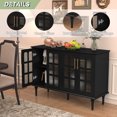 thumbnail image 5 of HLR 47.6" Modern Vintage Sideboards Buffet Cabinet with 4 Lattice Glass Door, Black, 5 of 7