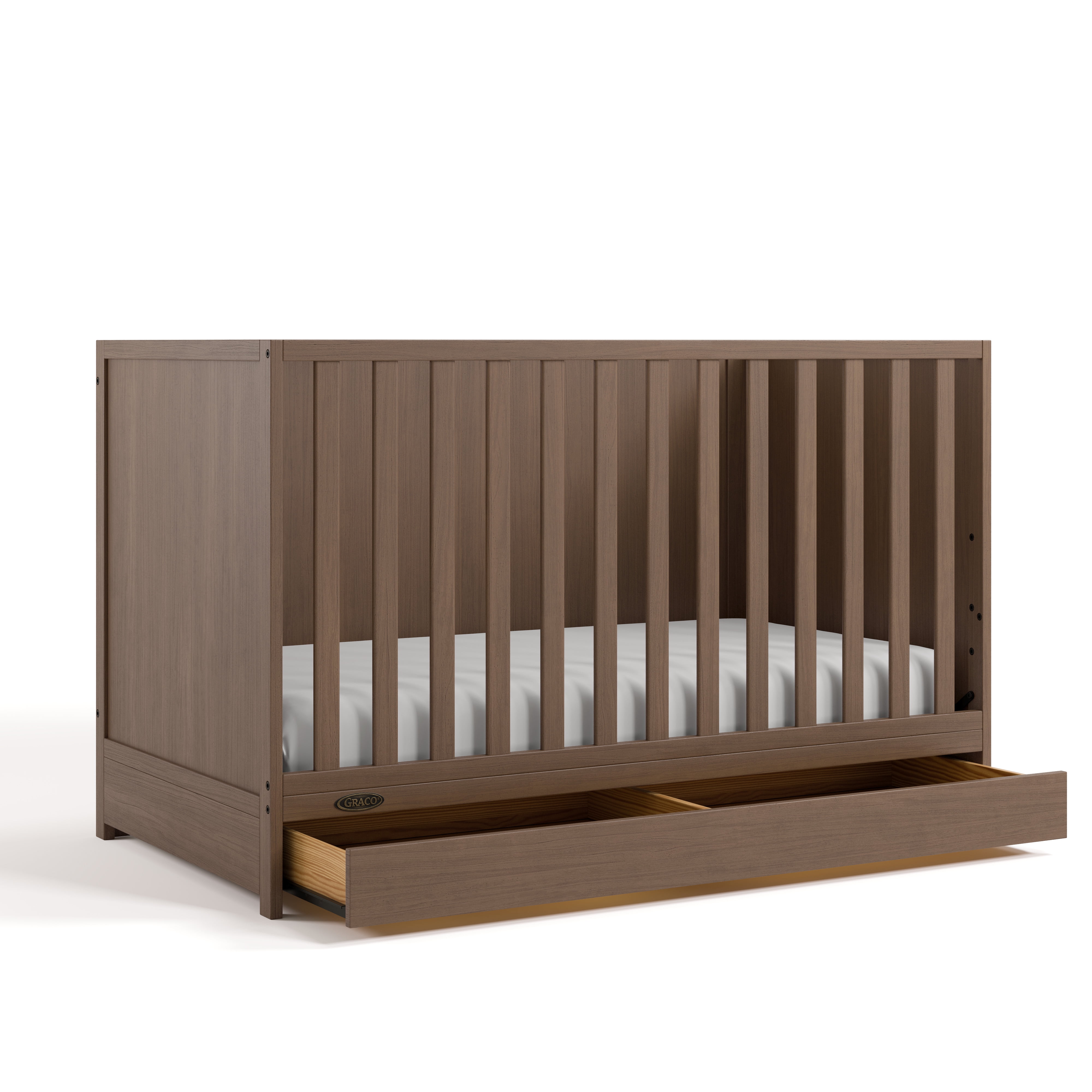 Graco Theo 3-in-1 Convertible Baby Crib with Drawer, Hazelnut
