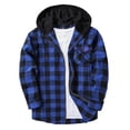 thumbnail image 4 of yardsong Plaid Jacket for Men Flannel Jacket Fall Long Sleeve Button Down Hoodie Lightweight Casual Shirts Coat Outerwear Blue,XXXL, 4 of 4
