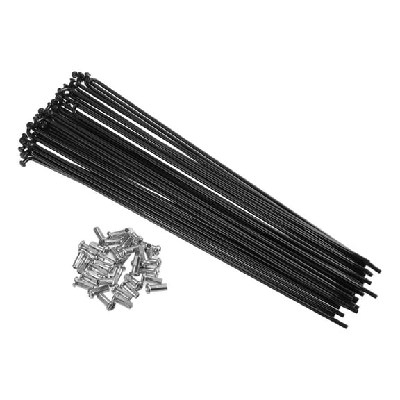 Unique Bargains 40 Pcs Bicycle Steel Spokes 13G Bike Spoke with Nipples for Most Bicycle Black-200mm
