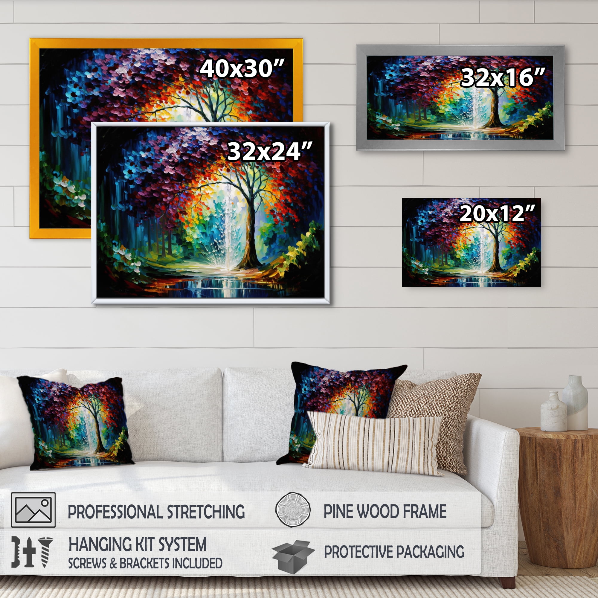 Designart Big Tree In The Middle Of Forest During Fall II Canvas Wall Art