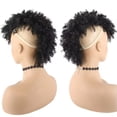thumbnail image 5 of Afro High Puff Bun Mohawk Ponytail with Bangs Short Kinky Curly Ponytail Hairpieces for Black Women, 5 of 7