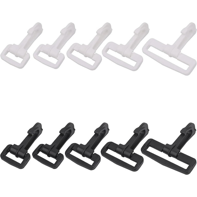 KAM 10pcs Plastic Swivel Snap Hooks Lobster Claw Clasp Trigger Clips Rotary  Buckle Hook, 50mm, White 