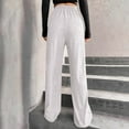 thumbnail image 4 of Comdrip Womens Pants Casual, Women's Elastic Waist Slim Striped Wide Leg Pants Trousers Pants for Women White M, 4 of 9