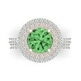 thumbnail image 2 of 2.68 ct Brilliant Round Cut Green Zircon 14k White/Rose Gold Halo Solitaire with Accents Engagement Bridal Wedding Ring Band Set size 11, 2 of 7