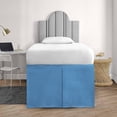 thumbnail image 2 of 36 Inch Drop Full XL Size Dorm Bed Mediterranean Blue Solid Bed Skirt Lightweight Pleated Pattern Split Corner Premium Hotal Quality With Flexible Elastic & Fade Resistent, 2 of 6