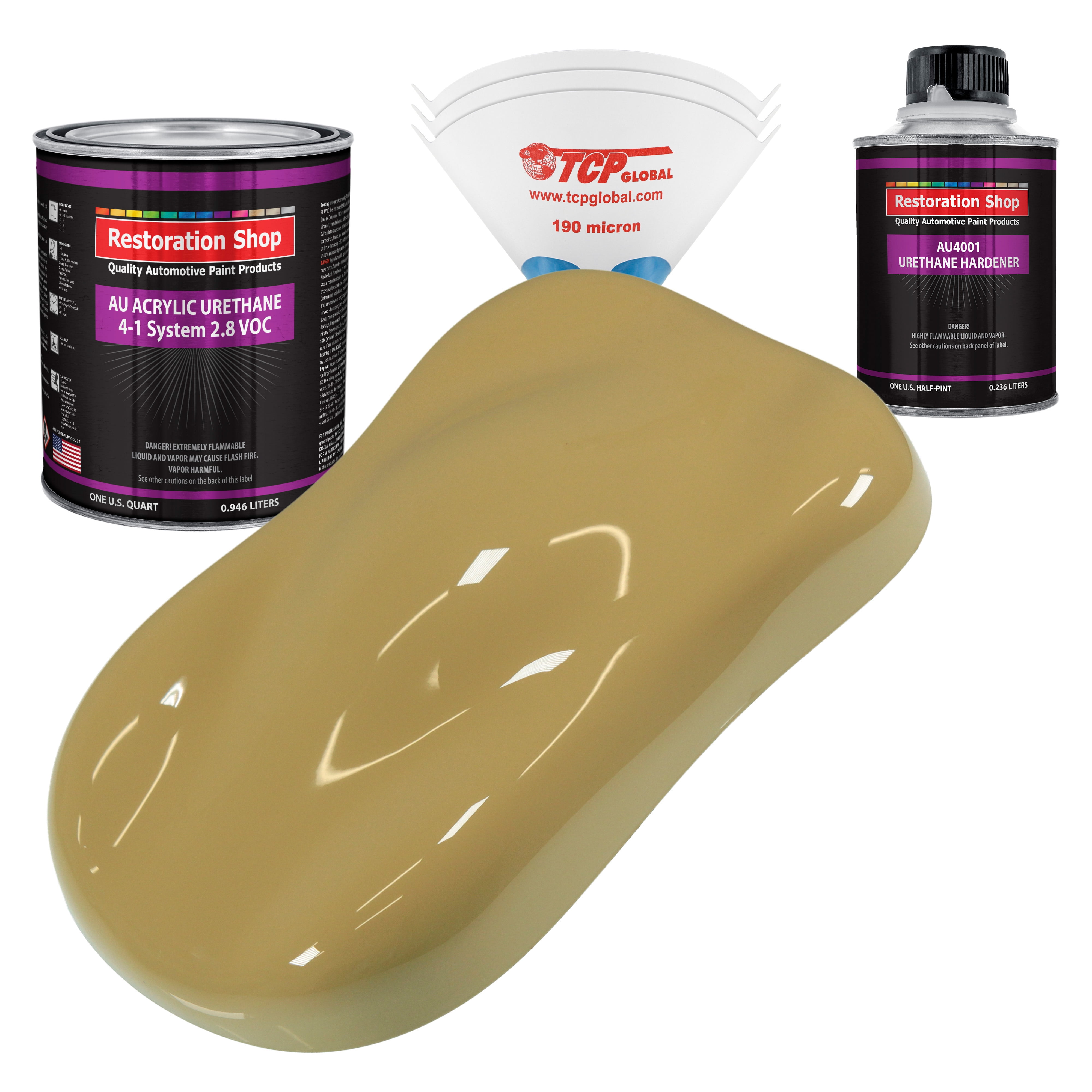 Restoration Shop Buckskin Tan Acrylic Urethane Auto Paint Complete Quart Paint Kit, Single Stage