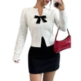 thumbnail image 2 of Suéter de Mujer con Cuello en V, Larga y Lunares, con Detalles de Lazo Ideal para Uso Casual y Elegante en Exteriores L, 2 of 8