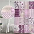 thumbnail image 4 of Boho Purple Flowers Shower Curtain Set - Standard 72" x 72" Washable Bathtub Curtain with 12 Hooks, Spring Floral Botanical Patchwork Vintage Waterproof Fabric Shower Curtains for Bathroom/Bathtub, 4 of 6