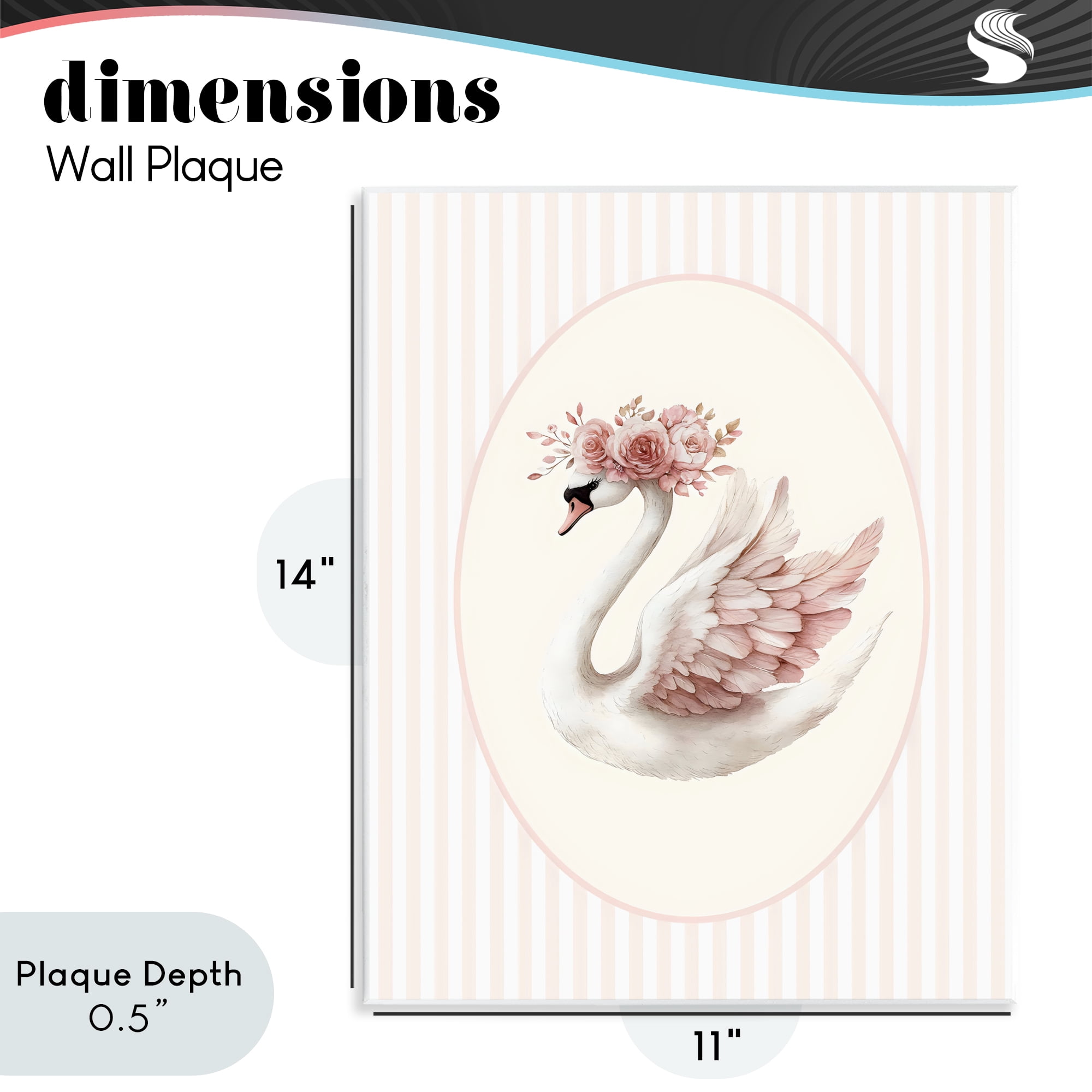 Stupell Industries Nursery Ballerina Swan Striped Wall Plaque Art, design by LSR Design Studio
