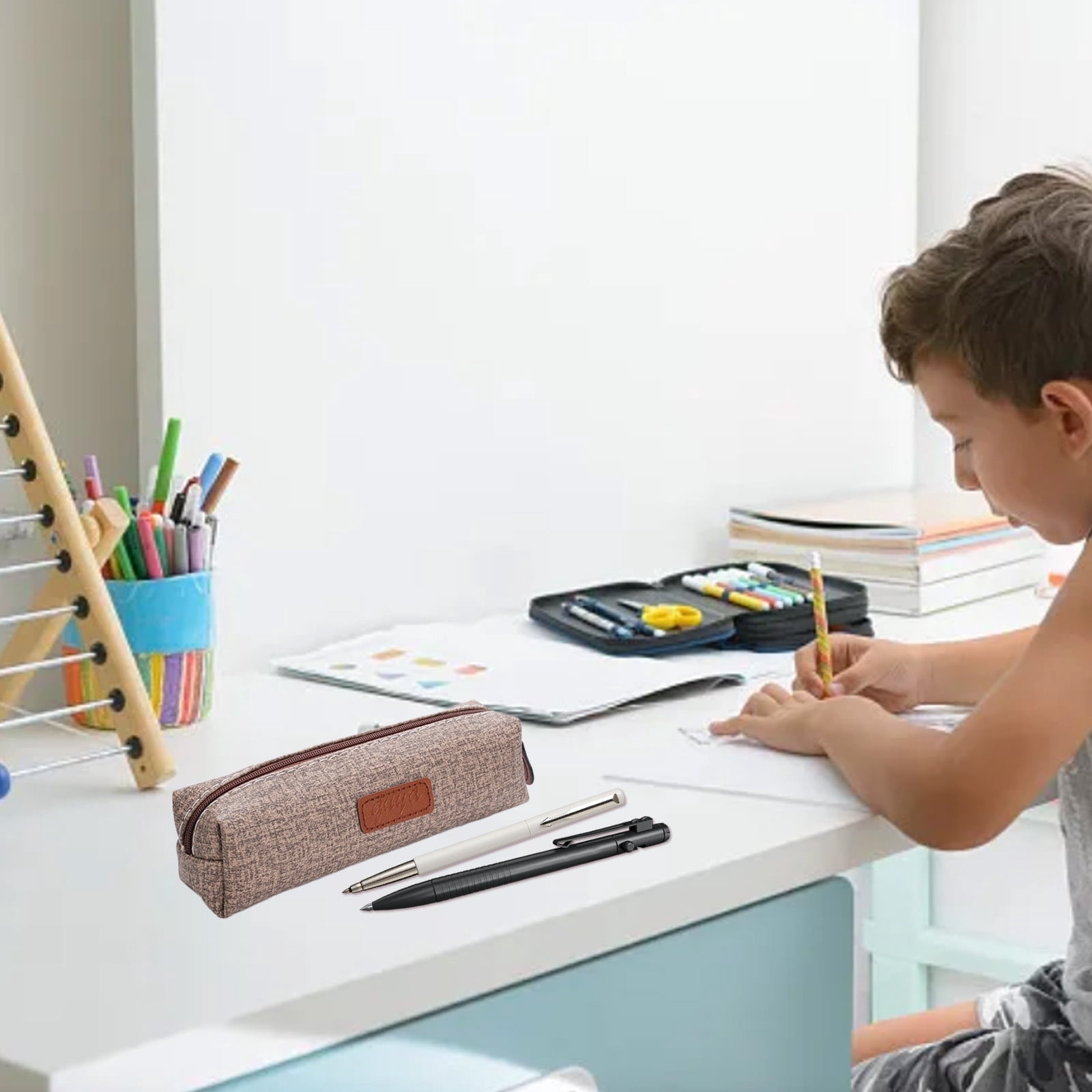 Trousse à Crayons en Gel de Silice - Sac de Rangement Portable et Imperméable pour l'École et la Maison avec Matériau Polyester Durable et Design Multifonctionnel