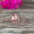 thumbnail image 4 of 2.55 Carat Bridal Set 7mm Cushion Cut Morganite Engagement Ring Set On 10k Rose Gold Art Deco Style Anniversary Gift, 4 of 6