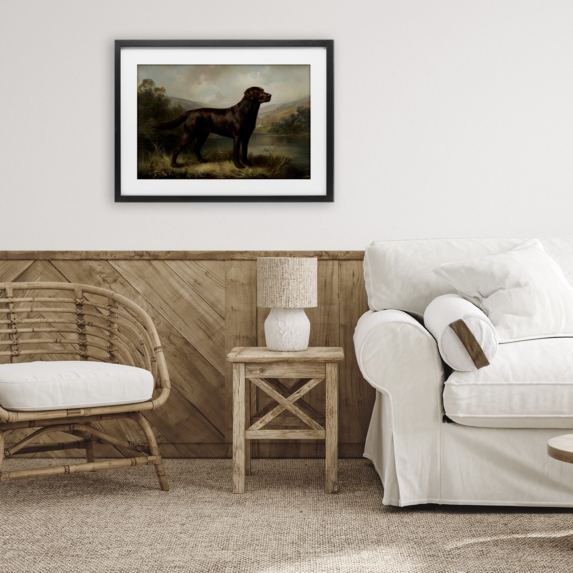 Stupell Industries On Alert Hunting Dog Black Framed Print Under Glass, design by Petal Prints Design