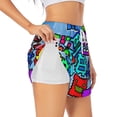 thumbnail image 3 of Lsque Geometry Dash Printed Women's Running Shorts with Liner Pockets,Elastic Quick Dry Workout Athletic Gym Yoga Shorts,Womens High Waist Shorts-X-Large, 3 of 9