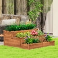 thumbnail image 2 of Outsunny 3-Tier Raised Garden Bed Wooden Planter Kit for Yard & Patio Brown, 2 of 10