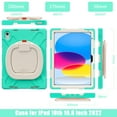 thumbnail image 4 of For iPad (A16) 11th/10th Gen 11/10.9 inch 2025/2022 Case, 360 Rotatable Handle Stand, Shoulder Strap, Drop-Proof Design, Mint Green, 4 of 7