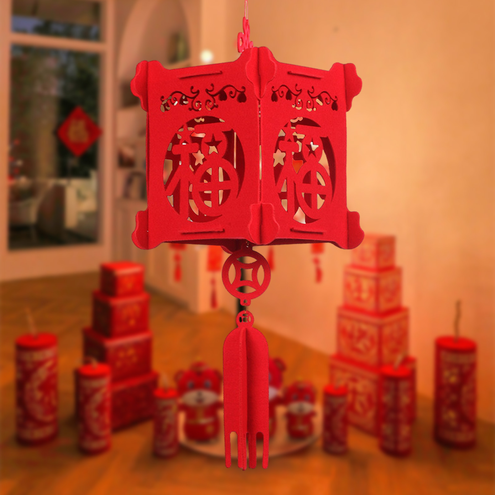 Quinlirra Clearance Red Chinese Paper Lanterns, Lucky 3d Lantern 