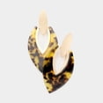 thumbnail image 4 of Pierced 2 1/2" matte gold and brown pointed dangle earrings, 4 of 4