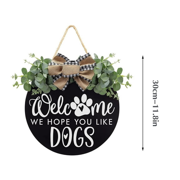 Suncoda Christmas Garland Christmas Wreath Wooden Round Doorplate Front Porch Decoration Welcome Wreath Sign Hanging Dog Round Wood Christmas Easter Christmas Decorations Clearance