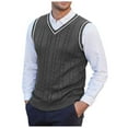 thumbnail image 2 of JTieacloth Casual Pullover Sweater Male Knitted Vest Vest V Neck Sleeveless Padded Sweater Vest(Gray), 2 of 5